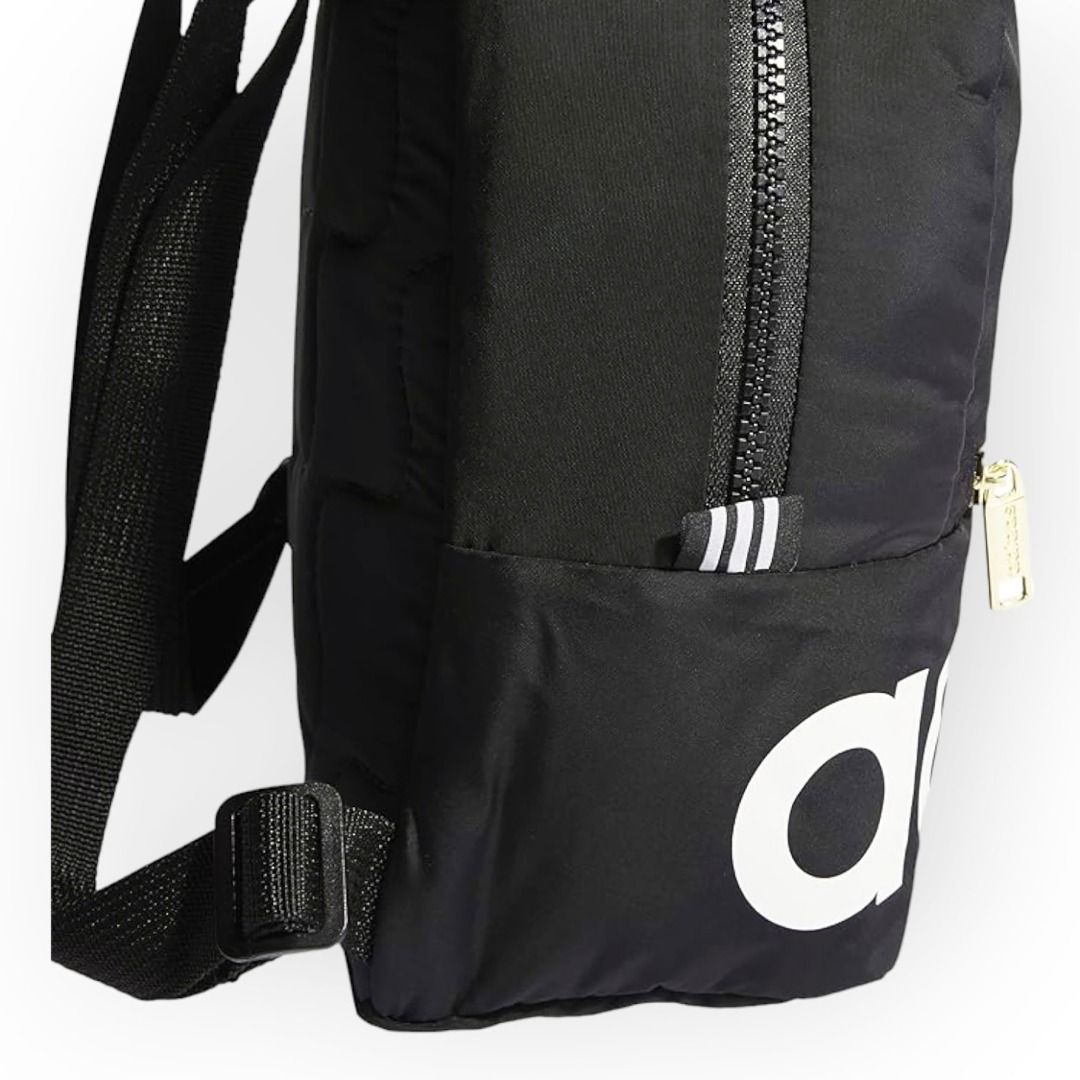 ADIDAS Linear Mini Backpack Small Travel Bag (Black/White/Gold), Men's