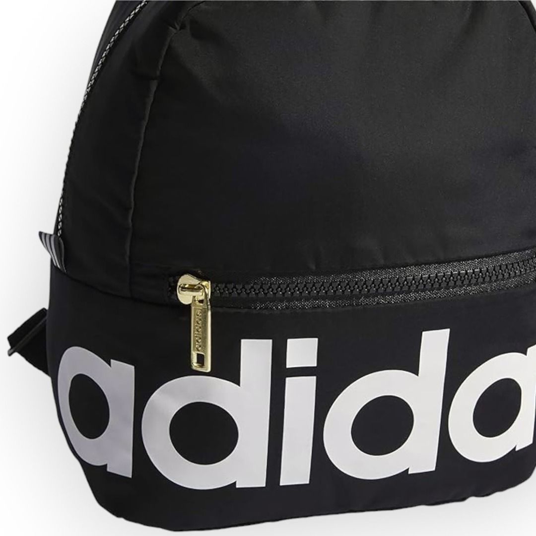 ADIDAS Linear Mini Backpack Small Travel Bag (Black/White/Gold), Men's