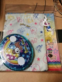 Japanese AFRO KAN Explosion Dog Small Mirror Comb Connecting Cloth Bag629433692431381116