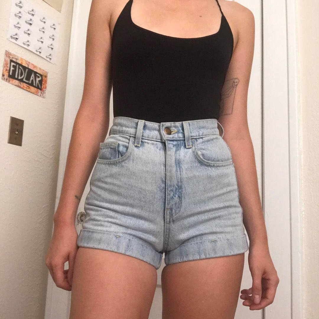 American apparel high 2025 waisted jean shorts