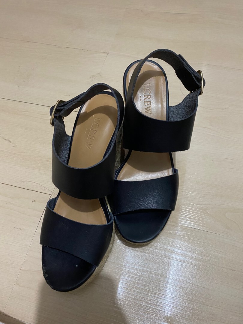 J crew black wedges store