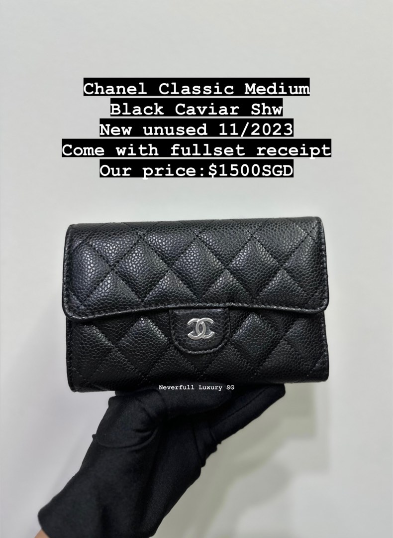 BNIB Chanel Classic Medium Wallet Black Caviar Shw Luxury Bags Wallets on Carousell