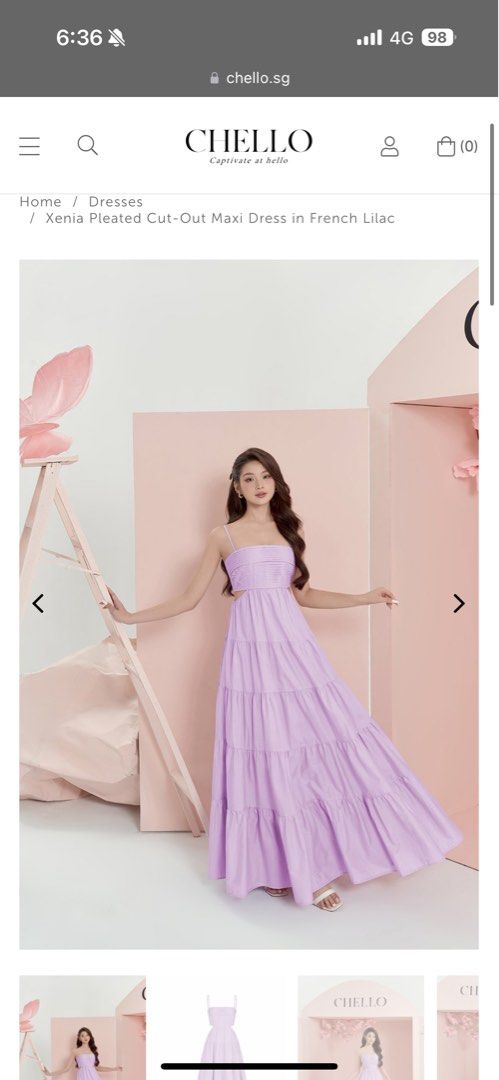 BNWT Chello XENIA PLEATED CUT-OUT MAXI DRESS IN FRENCH LILAC size M,  Women's Fashion, Dresses & Sets, Dresses on Carousell