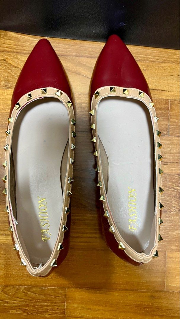 Red studded outlet shoes