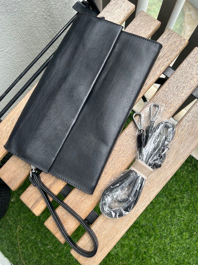 Clearance Buy 1 free 1 Plain black Clutch tote bag Women s