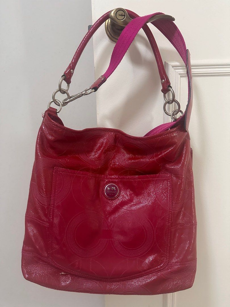 Coach Crossbody Shoulder Bag Fuchsia Pink Patent Leather Women s Fashion Bags Wallets Cross body Bags on Carousell