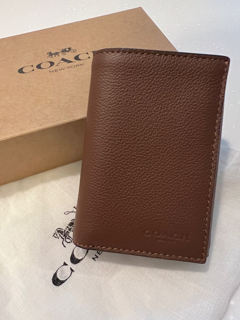 Coach mens trifold leather discount wallet