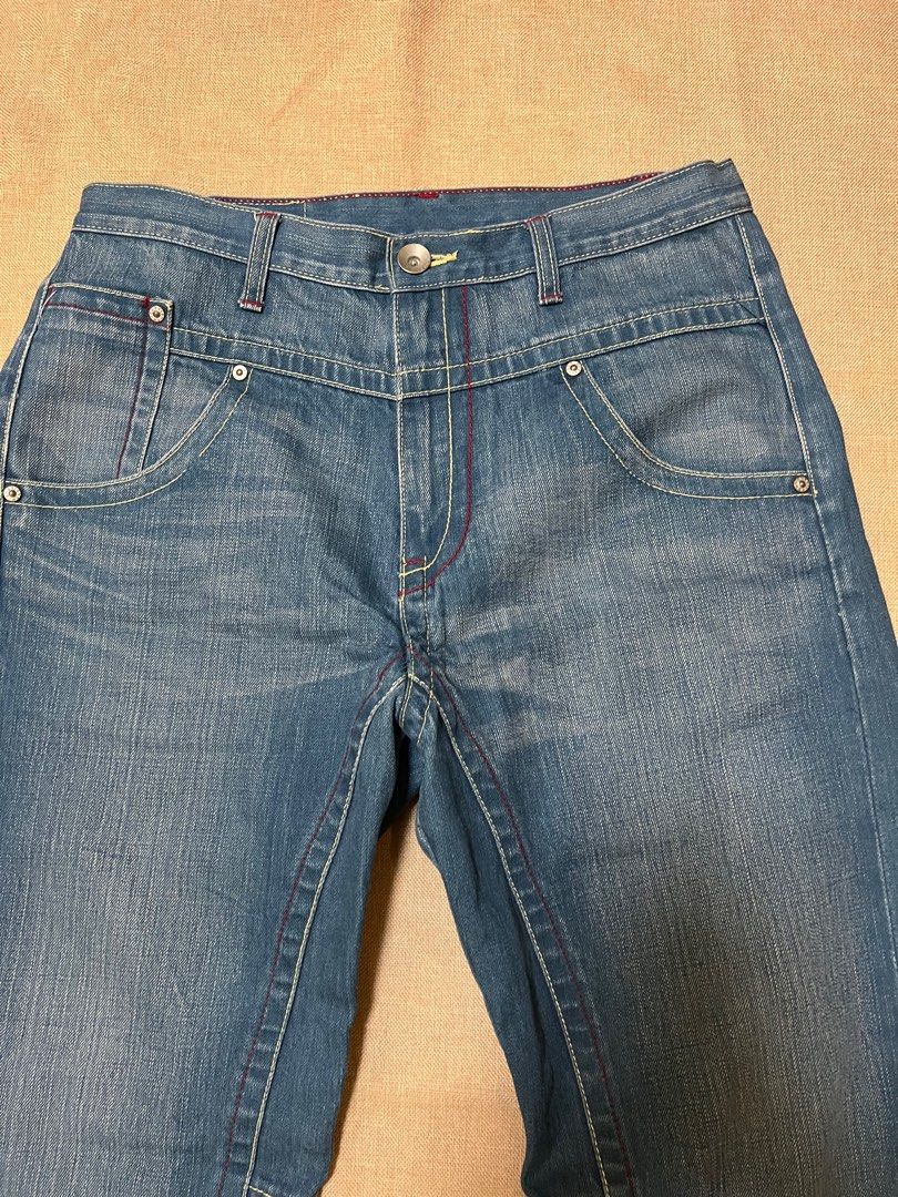 Contrast denim Pants (Category: Jeans) located in Quezon City. Submitted by letsdeclutter101 (Listing ID 1278823275, Image 2). Description: waist 33 rise 11 thighs 24 leg ooening 9" length44.