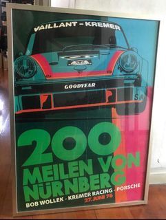 Framed Vintage Porsche Racing Poster