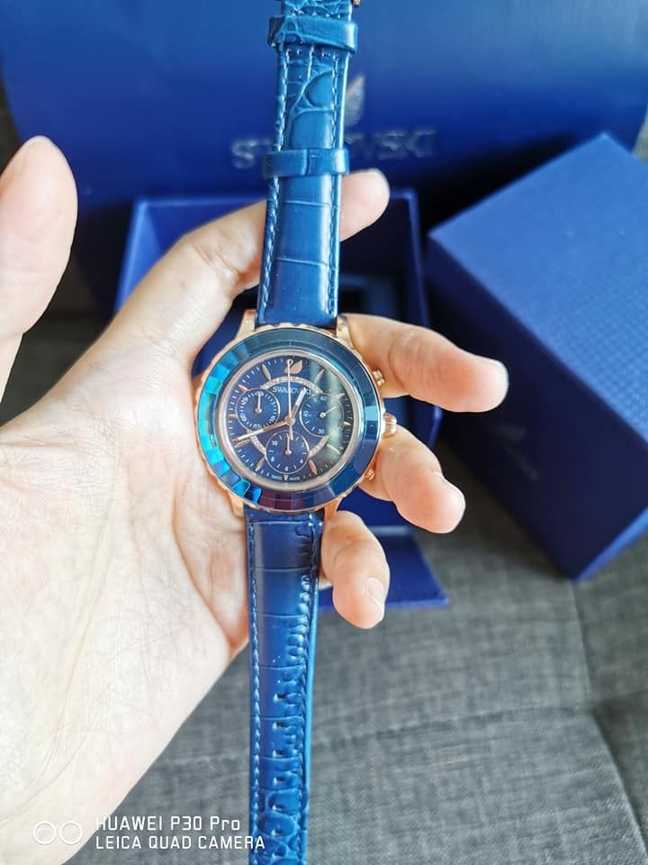 Ready Stock Original Swarovski Leather Women s Watch Octea Lux Chrono 5563480 Blue Jam tangan Wanita Women s Fashion Watches Accessories Watches on Carousell