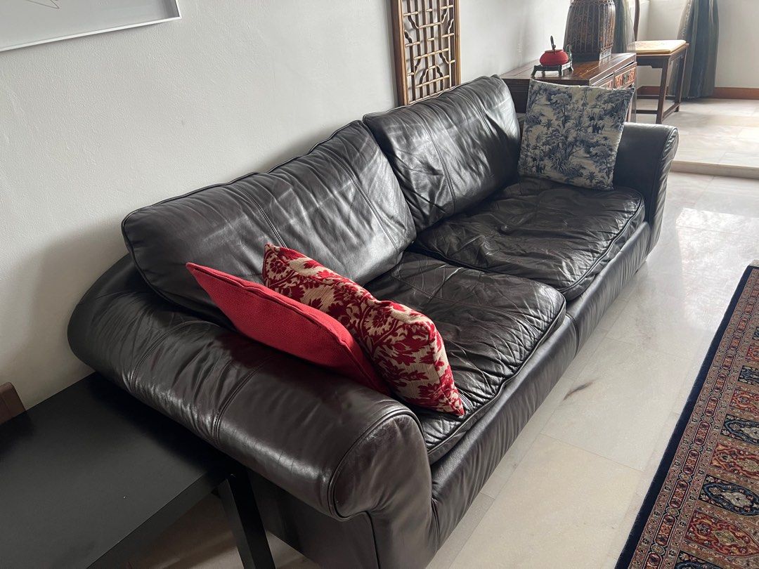 Freedom black sale leather couch