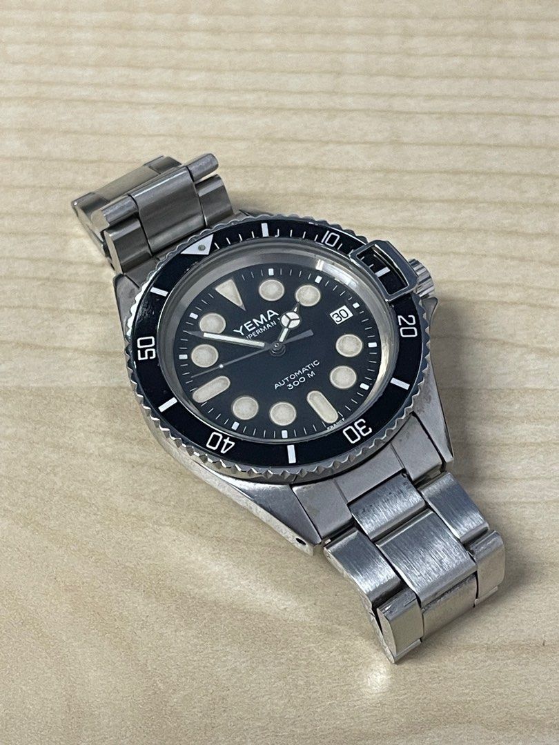 FS Vintage Yema Superman II Automatic Dive Watch Maxi Dial Patina