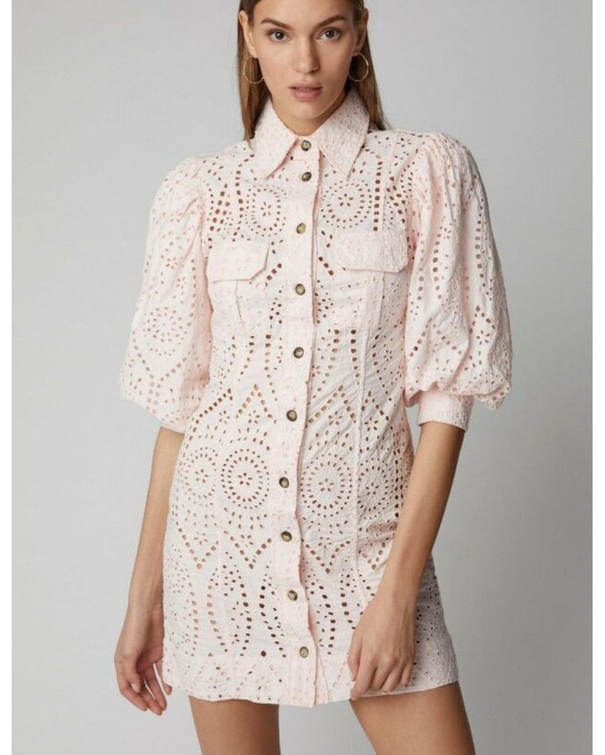 Ganni broderie deals dress