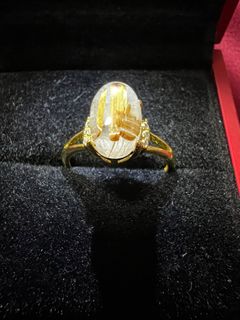 Golden rutilated quartz ring sales
