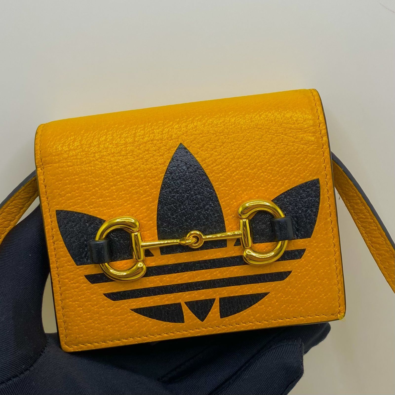 GUCCI 702248 ORANGE ADIDAS HORSEBIT WALLET SHOULDER BAG 237045065