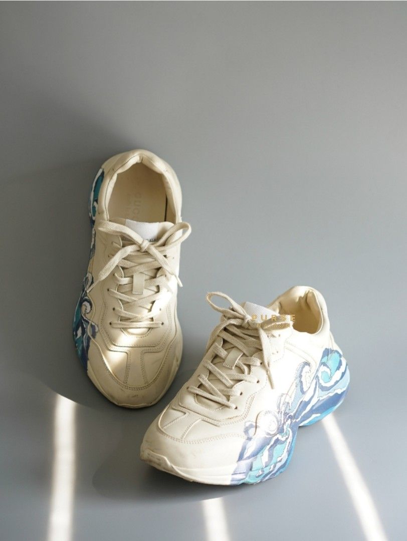 Men's rhyton leather sneaker with wave sales