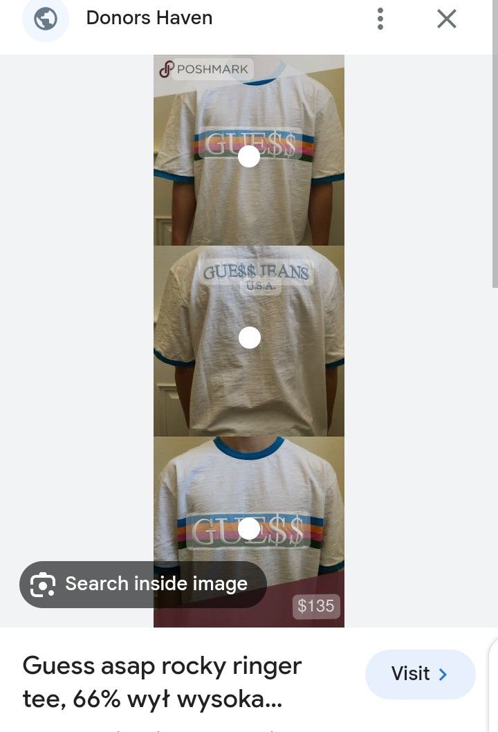 Guess Asap Rocky Dollar Sign Ringer Tee Shirt Tshirt Tees