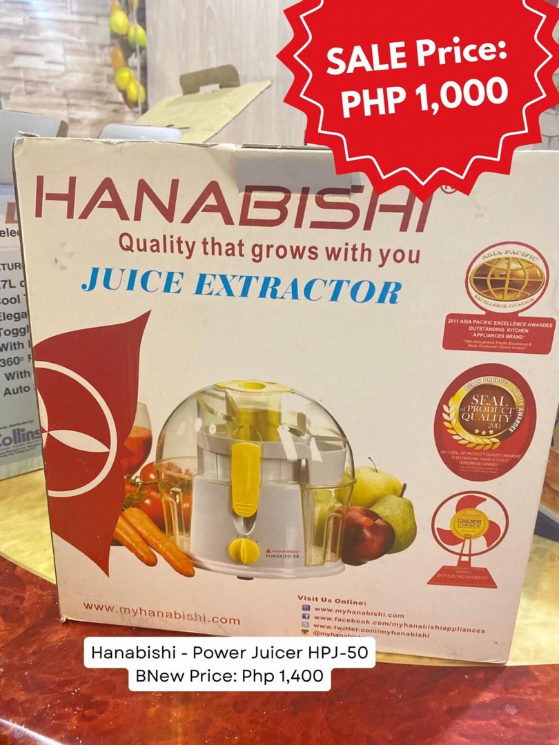 Hanabishi Power Juicer HPJ50, TV & Home Appliances, Kitchen