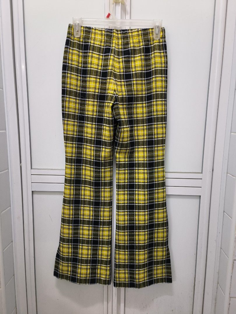 Yellow and sales black checkered pants