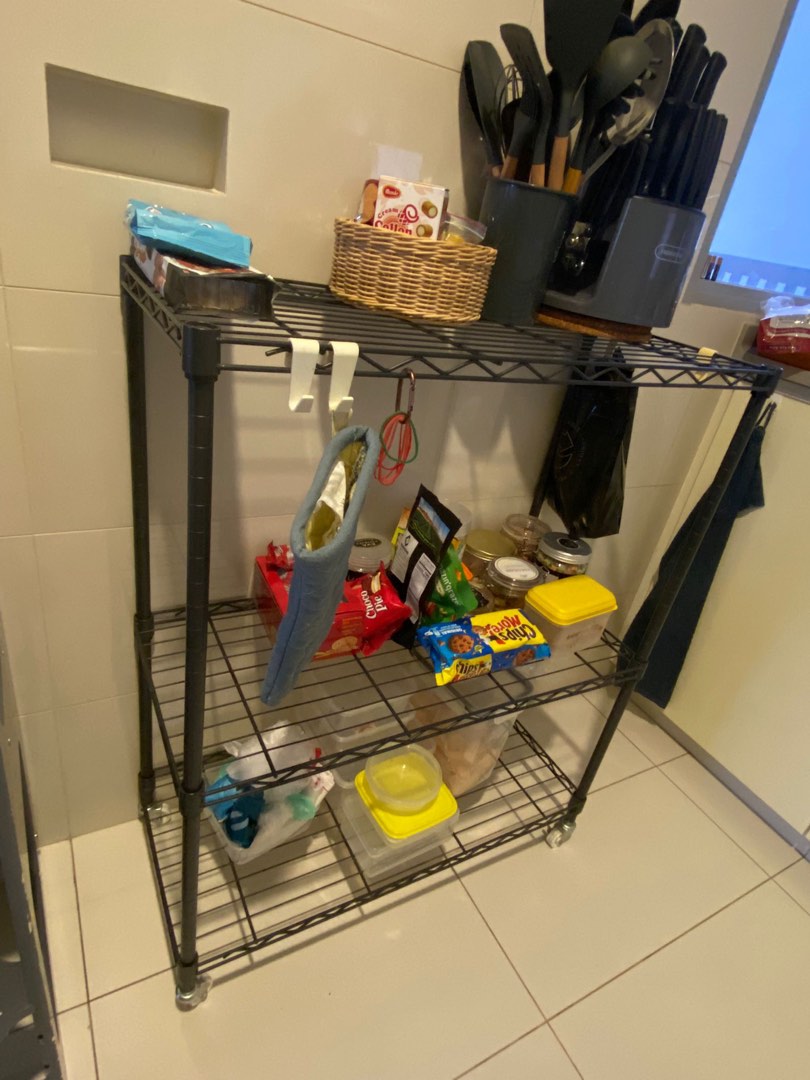 Ikea omar shelving unit with wheels, Furniture & Home Living, Furniture