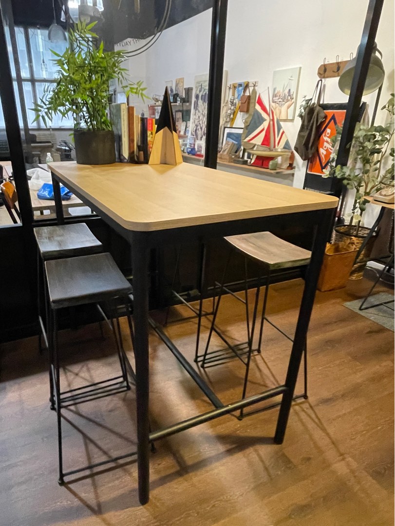 Ikea tall table on sale and chairs