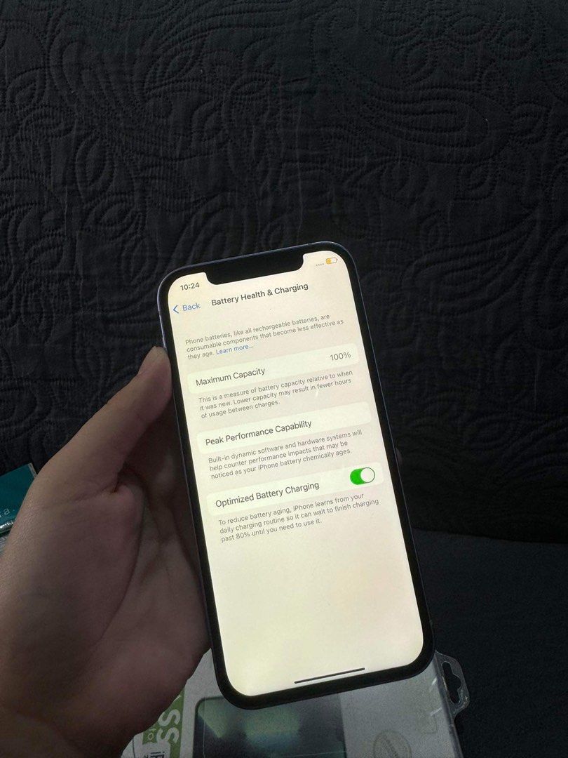 Iphone 12 128gb (Category: iPhone 12 Series) located in Santa Rosa. Submitted by chikikayyyy (Listing ID 1278826659, Image 3). Description: Iphone 12 128gb 🍎🍎🍎 No box pero it comes with complete accessories‼️ Original not refurbished 🫶 Factory unlock✅ Hongkong stock dual sim napo ito!!✅ 100 beta health✅ All working ✅ Face id and true tone working✅ PM lang... Fast movingggg!! ✨ LBC COD nationwide Same day delivery via angkas or lalamove 🛵 🌱.
