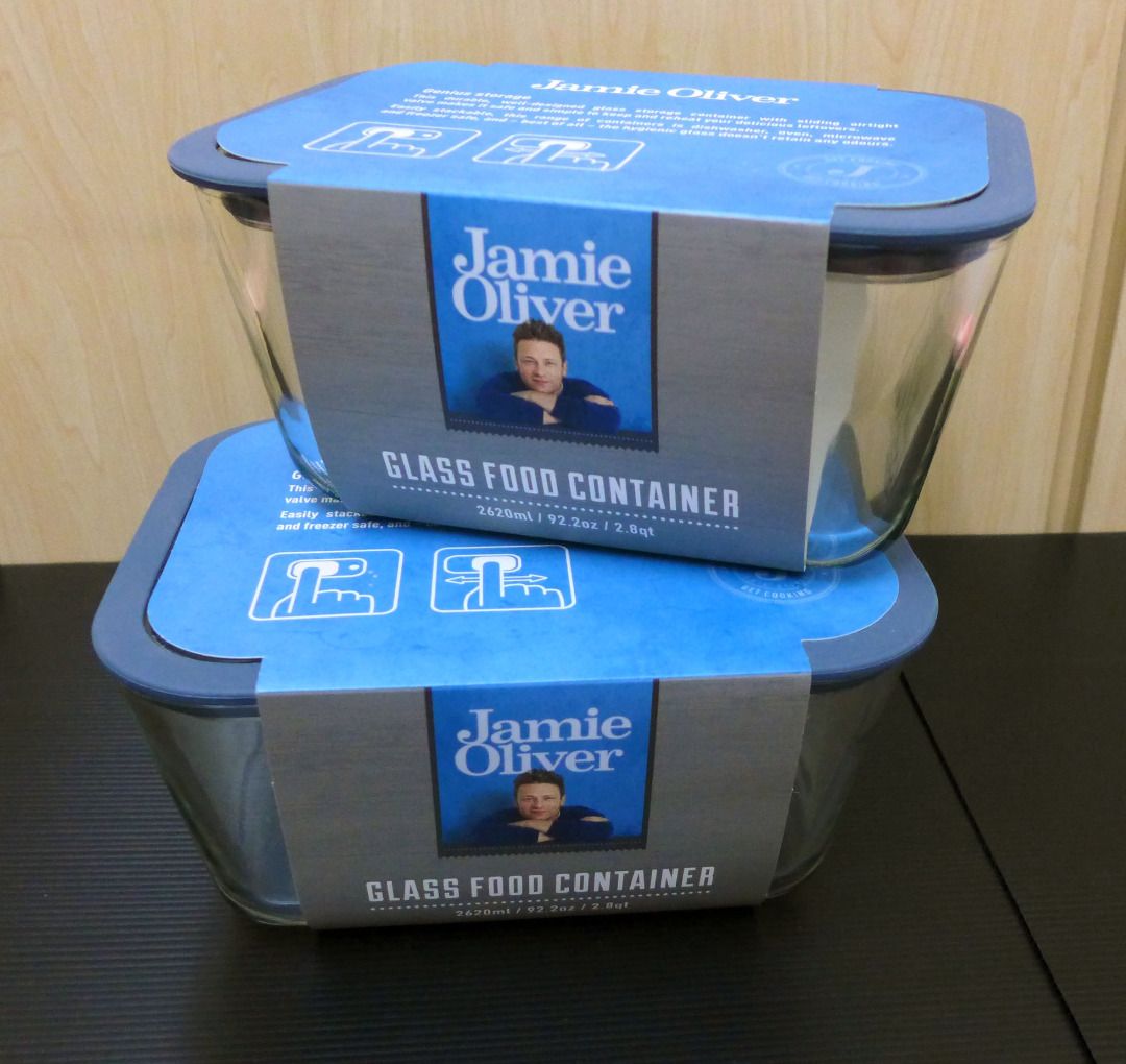 Jamie Oliver Glass Food Container 2620ml x 2 Unit, Furniture & Home ...