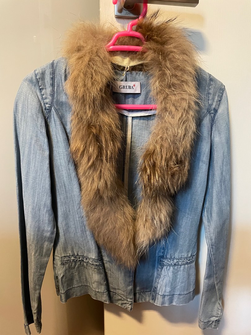 Fur collared jean jacket shop