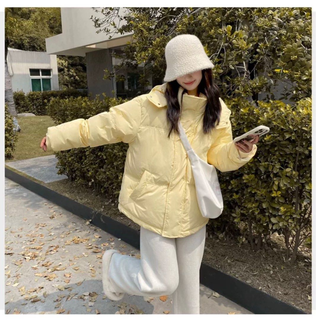 Pastel yellow cheap puffer jacket