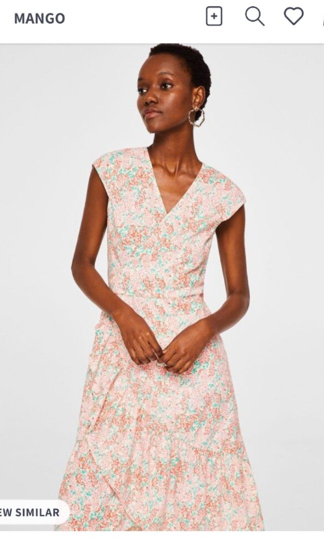 Mango pink cheap floral dress