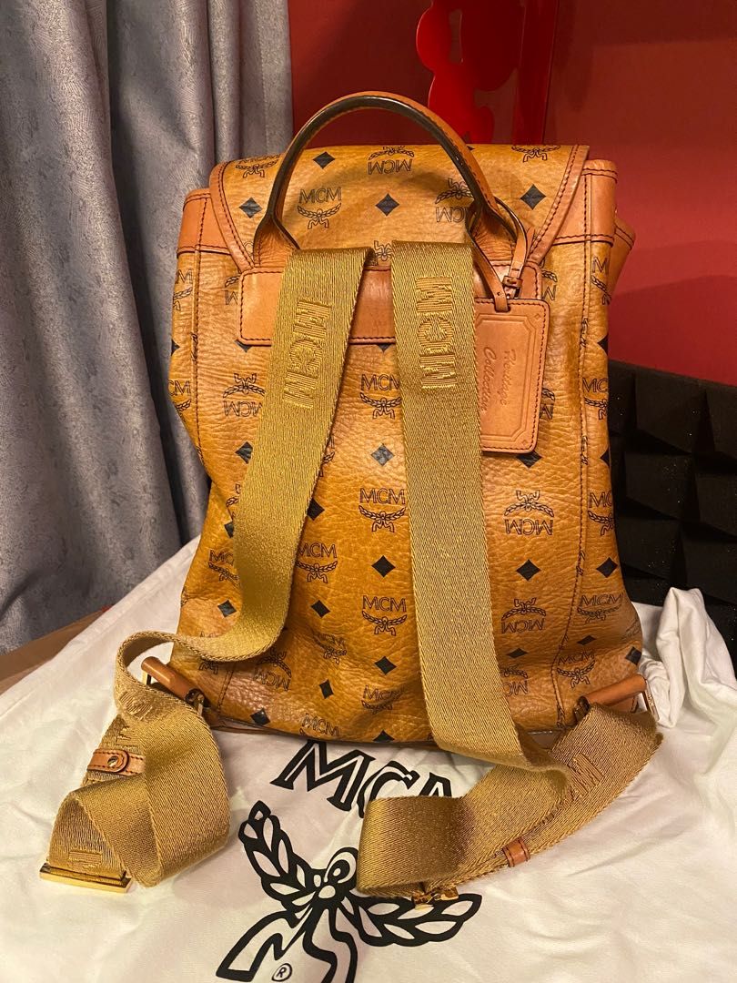 Orange mcm backpack top