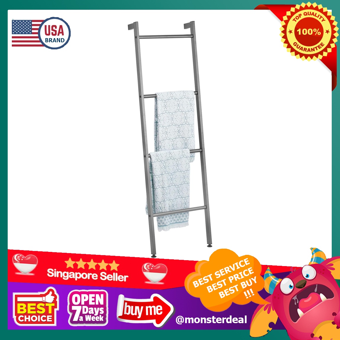 Mdesign metal free standing bath towel hotsell ladder storage organization