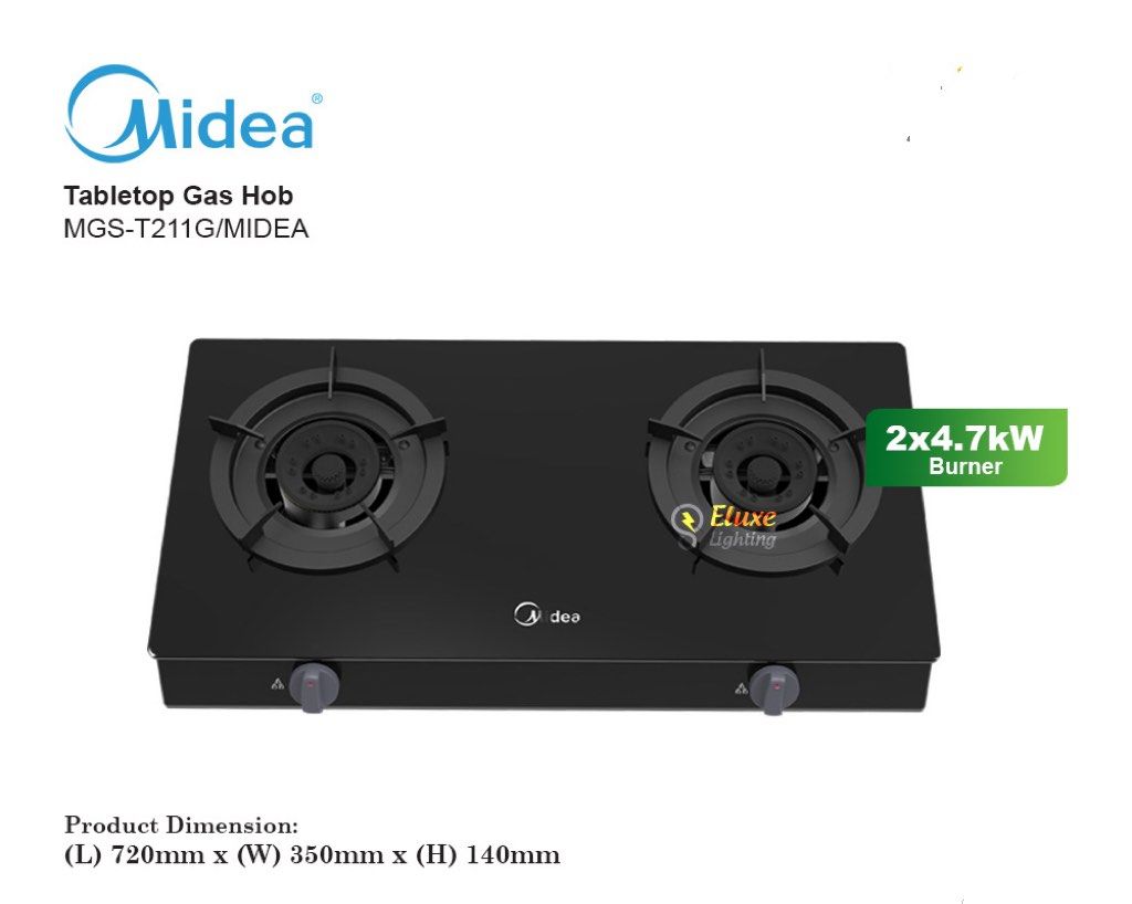 MIDEA GAS STOVE MGST211G 2BURNER 4.7KW, TV & Home Appliances, Kitchen