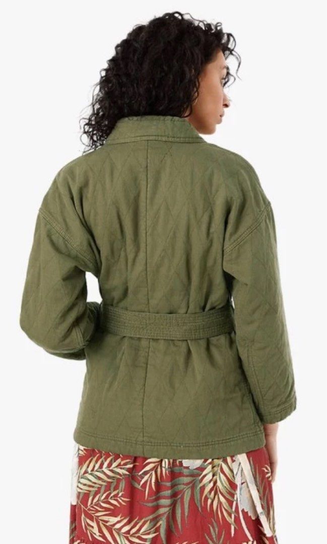M S Marks Spencer Denim Quilted Kimono Jacket With Linen
