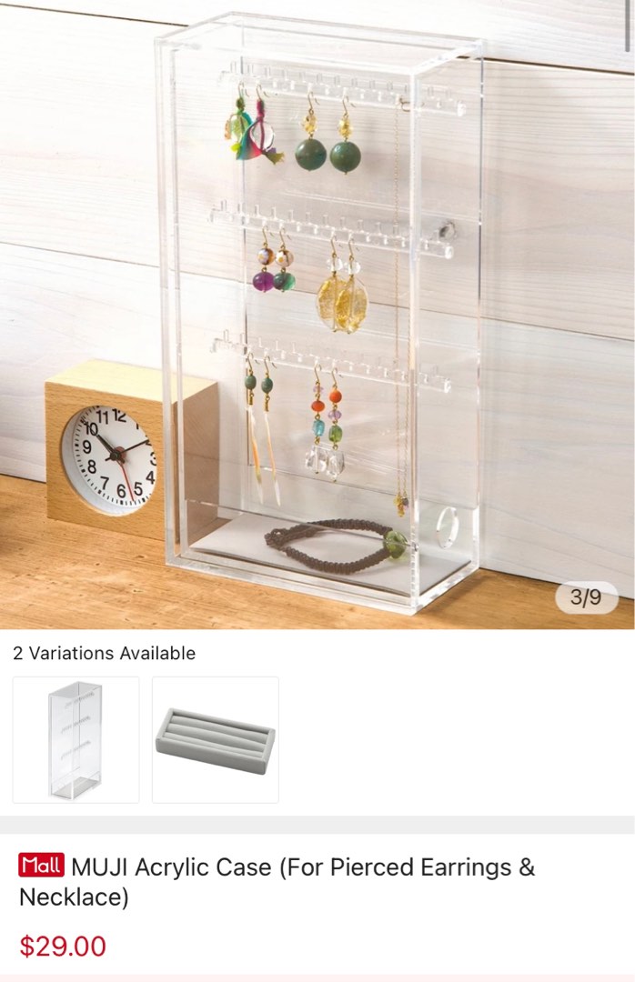 Muji Necklace pierce earring storage Furniture Home Living Home Improvement Organisation Storage Boxes Baskets on Carousell
