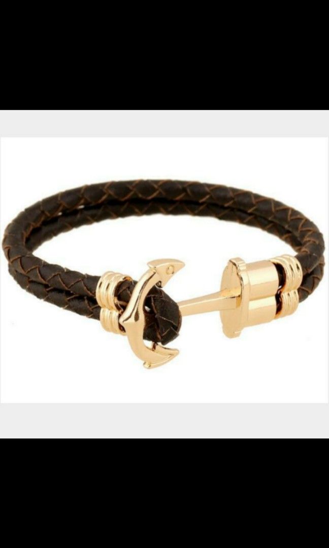Gold anchor bracelet mens best sale