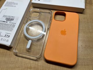 Original iPhone 13 Mini clear case and silicone case