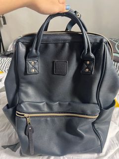 Original Navy Blue Anello Leather Backpack