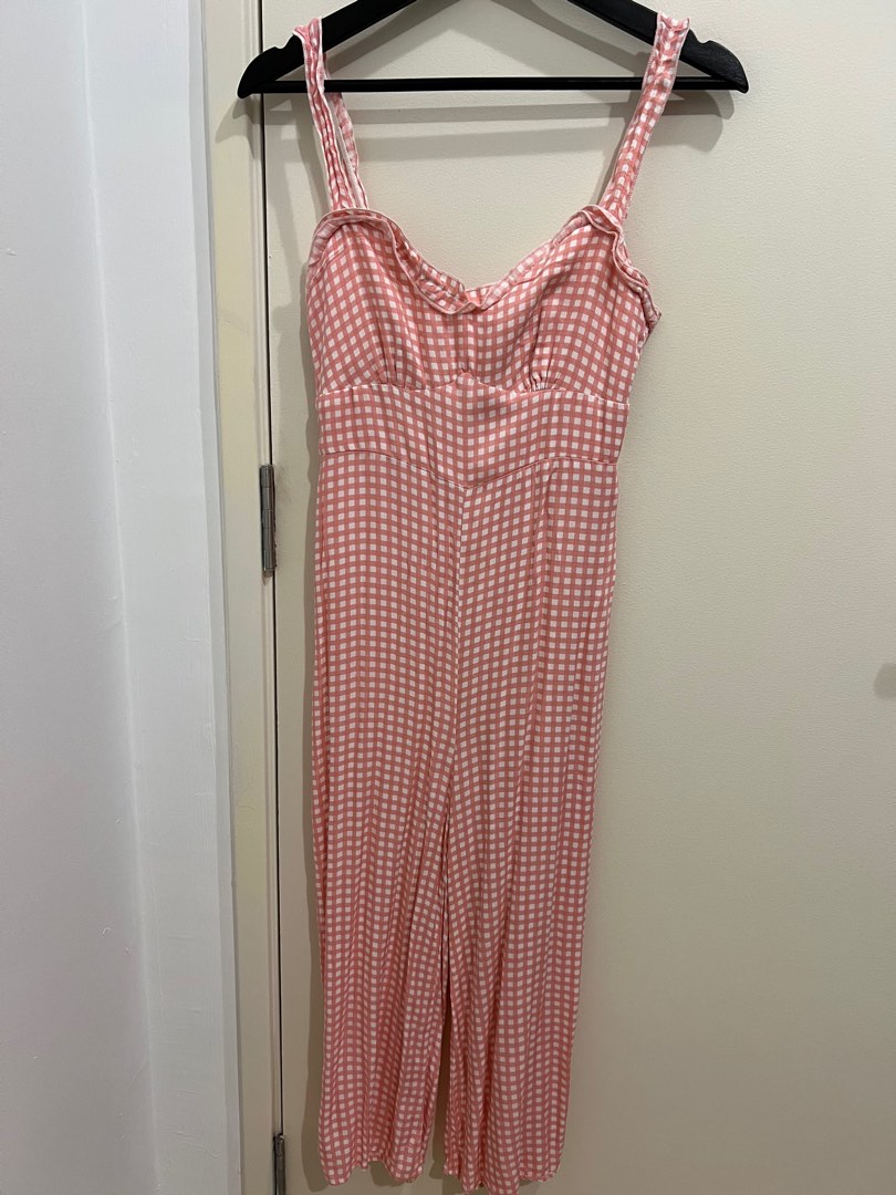 Pink on sale checkered jumpsuit