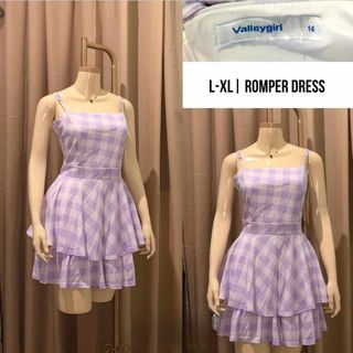 PLUS VALLEYGIRL STRIPE LAVANDER LAYERED ROMPER DRESS XL-XXL