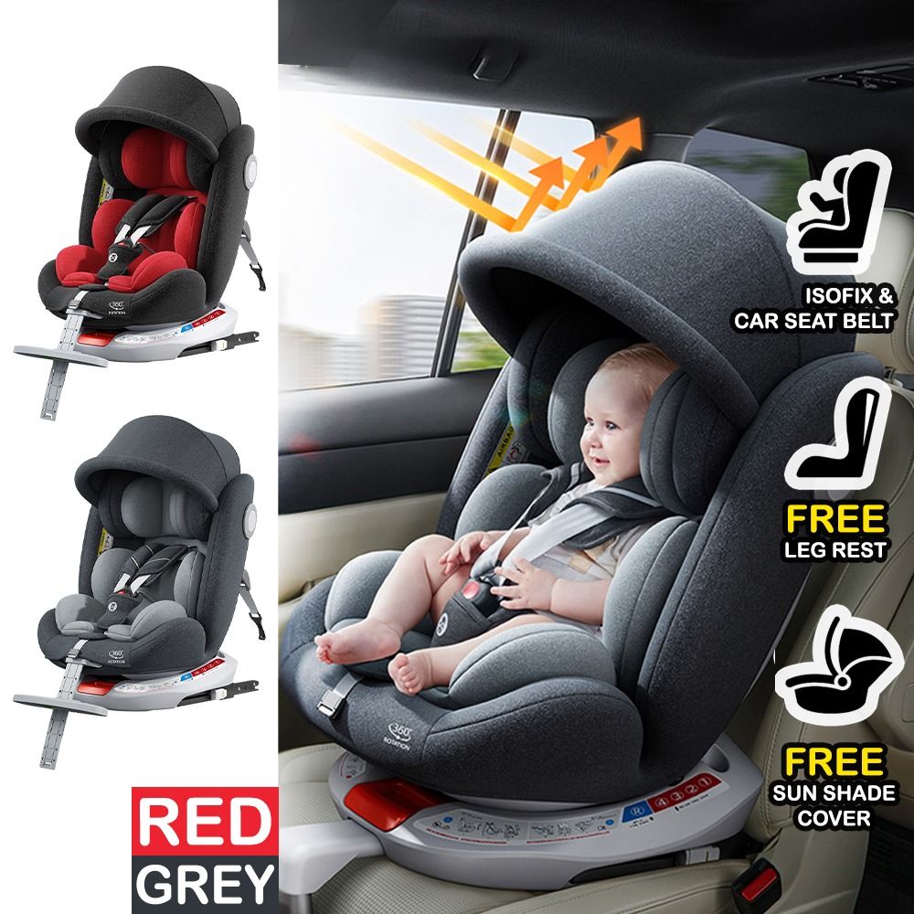 PREMIUM 360 Spin Rotating Car Seat with Sun Shade Footrest and ISOFIX