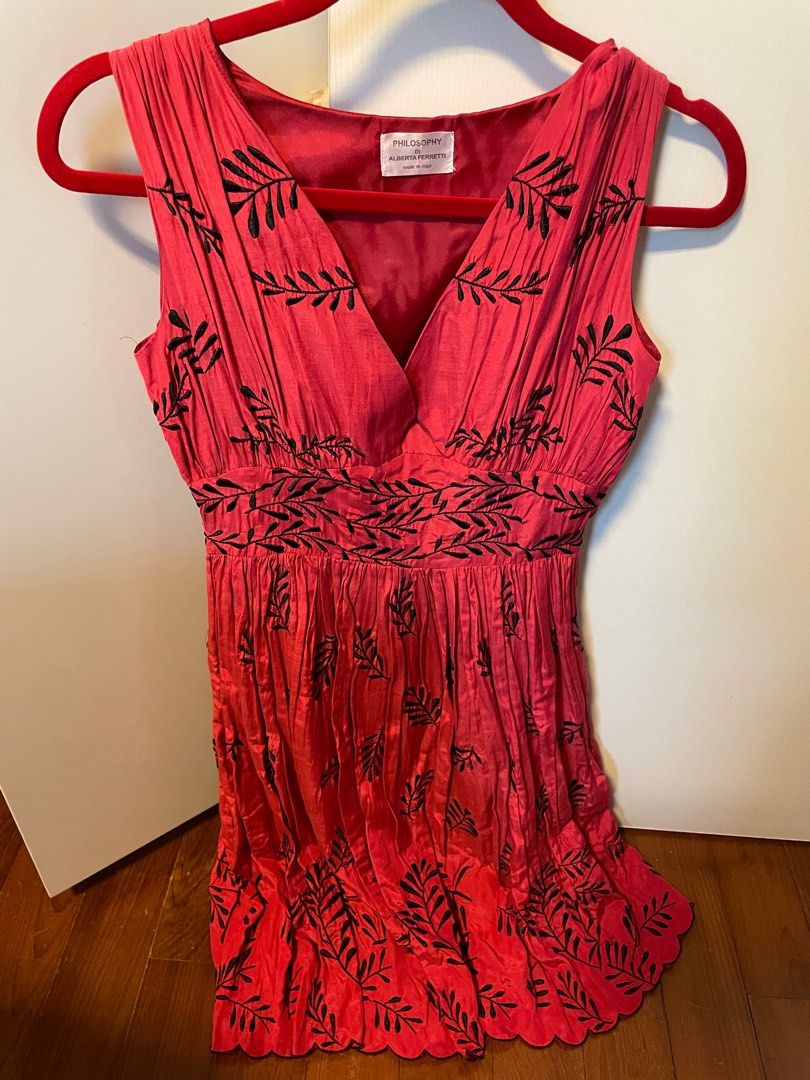 Red silk cocktail dress best sale