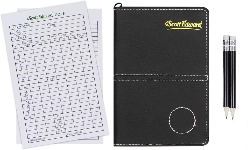 Scott Edward Golf Scorecard Cover Leather Scorecard Holder Statistic