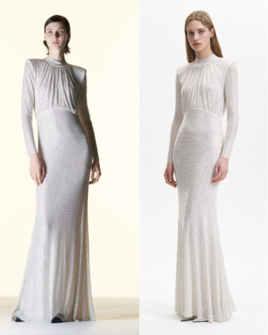 Self-Portrait | CREAM RHINESTONE MESH LONG SLEEVE MAXI DRESS, Women's  Fashion, Dresses & Sets, Dresses on Carousell