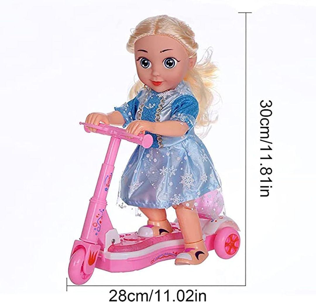 Sharpness Pink Cute Princess Scooter Ride Dolls Electric Universal Driving Girl With Music Lights Surprise Toys Gifts For Baby Boys Girls 3 4 5 6 8