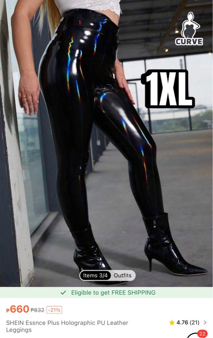 Plus size holographic leggings top