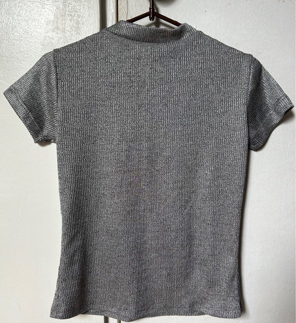 Silver Top, Women's Fashion, Tops, Shirts on Carousell