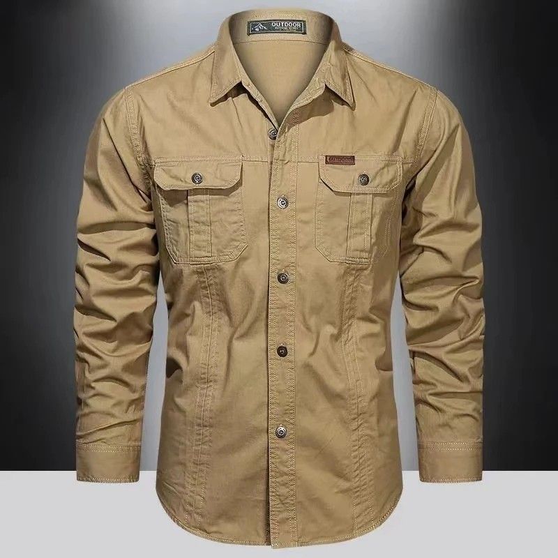 Spring Cargo Shirts Men Long Sleeve Casual High Quality Camisa