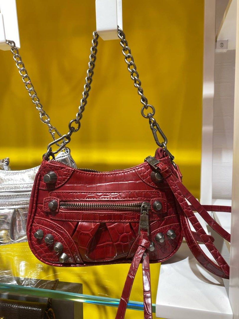 Red studded top purse