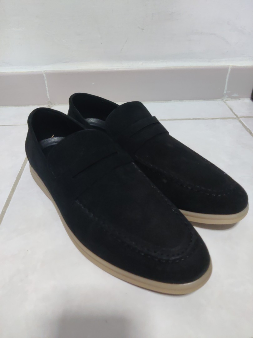 Mens black sale suede loafers